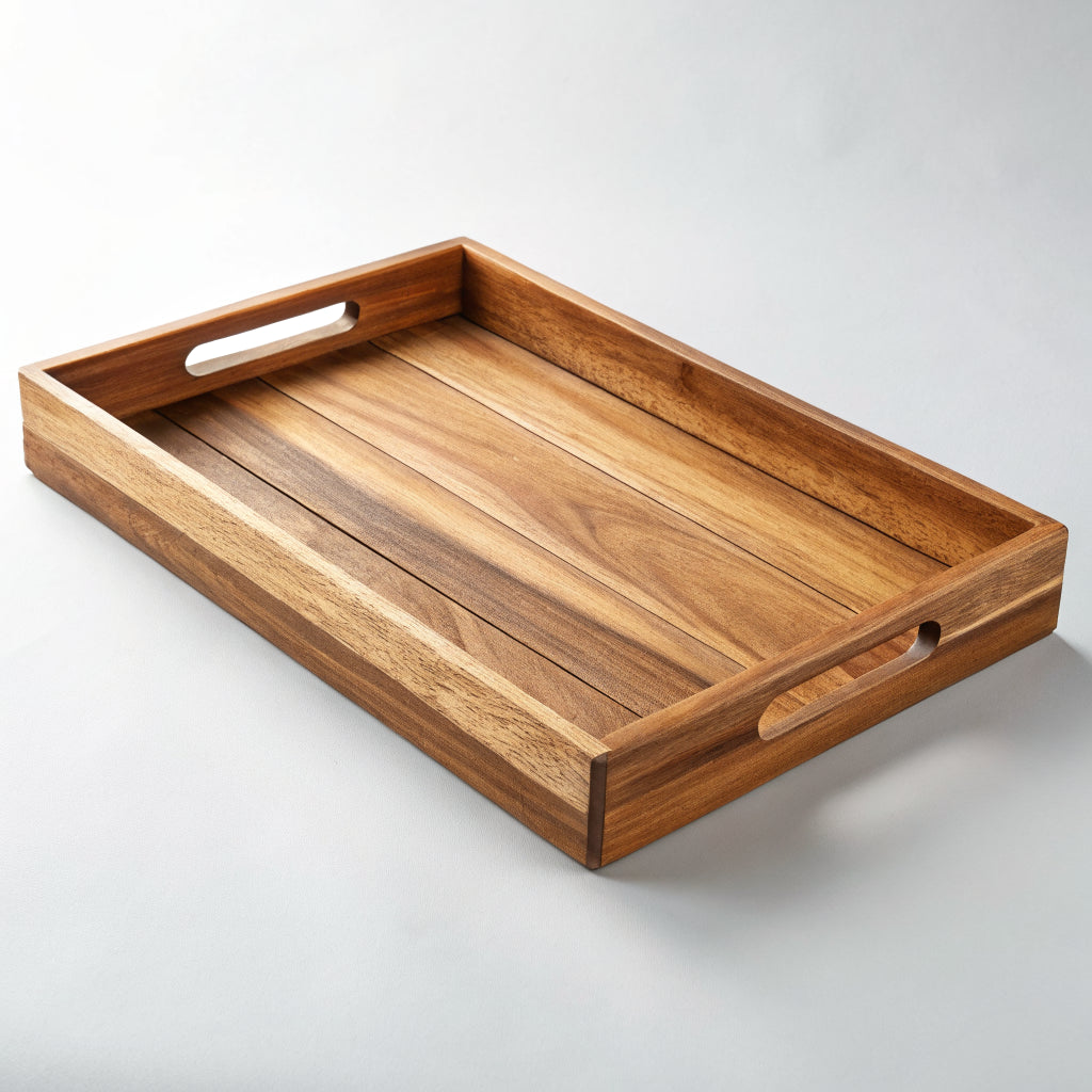 Acacia Wood Serving Tray with Handles