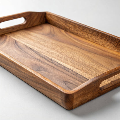 Acacia Wood Serving Tray with Handles