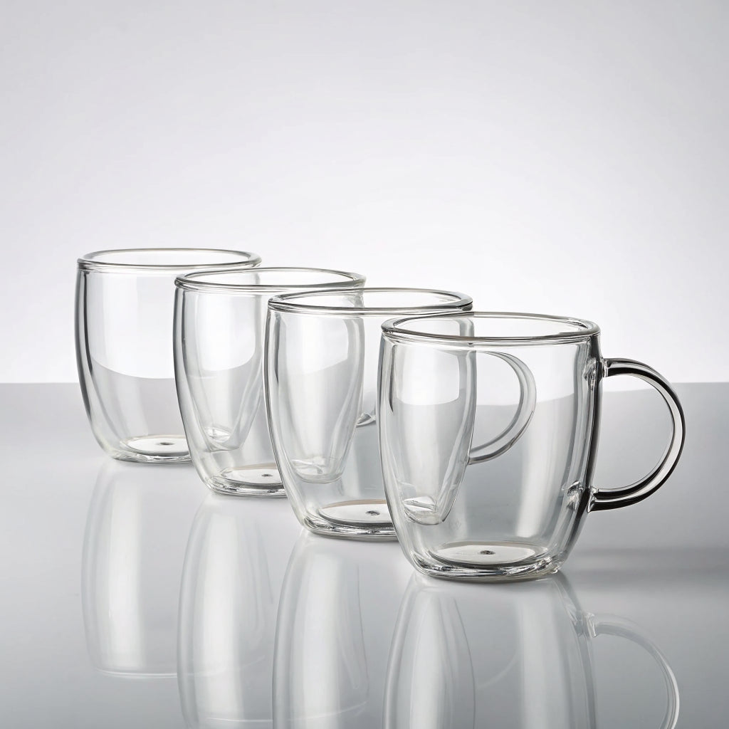 Glass Coffee Mug Set, 4-Piece