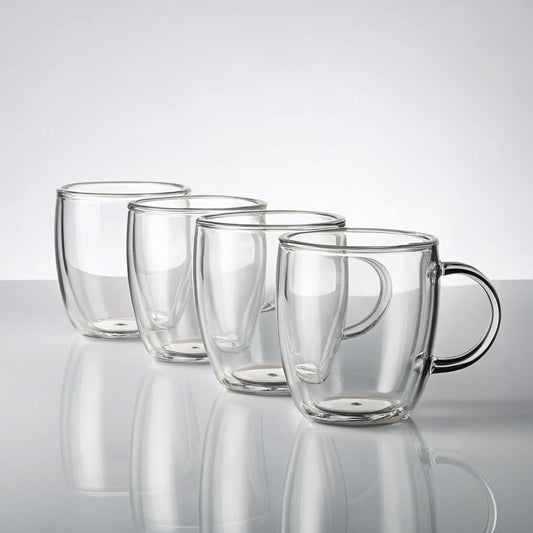 Glass Coffee Mug Set, 4-Piece